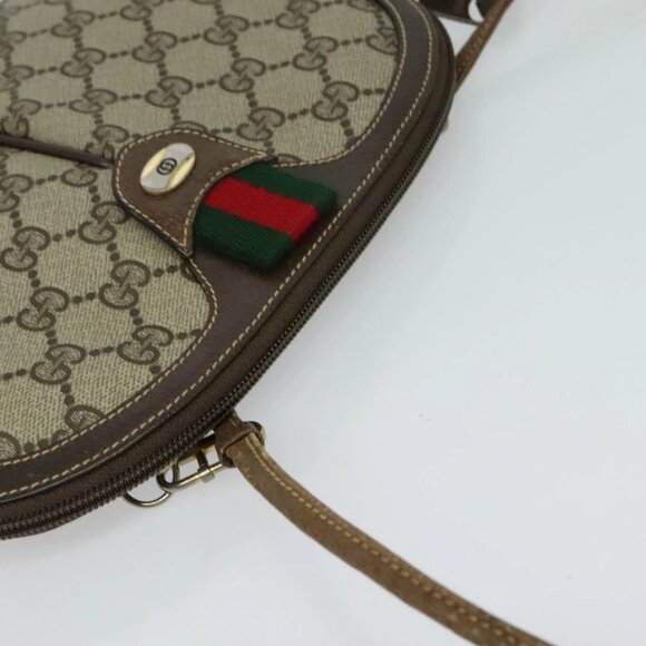 GUCCI GG Supreme Web Sherry Line Bag PVC Beige Gold 904 02 047 Auth th5842 - Picture 7 of 16